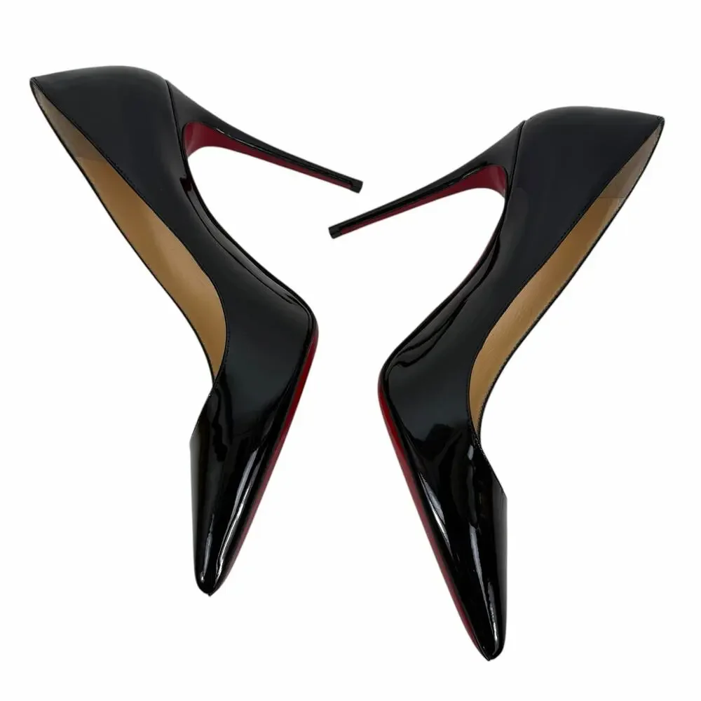 Christian Louboutin Kate 100 Patent Leather Pointed Toe Pump Black  Size 36